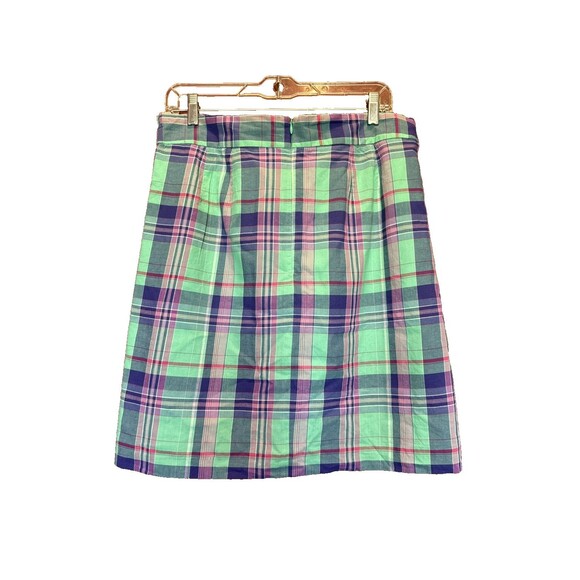 Brooks Brothers Skirt 12 Plaid Green Purple Pockets Tie Back Cotton Checked - Picture 6 of 12